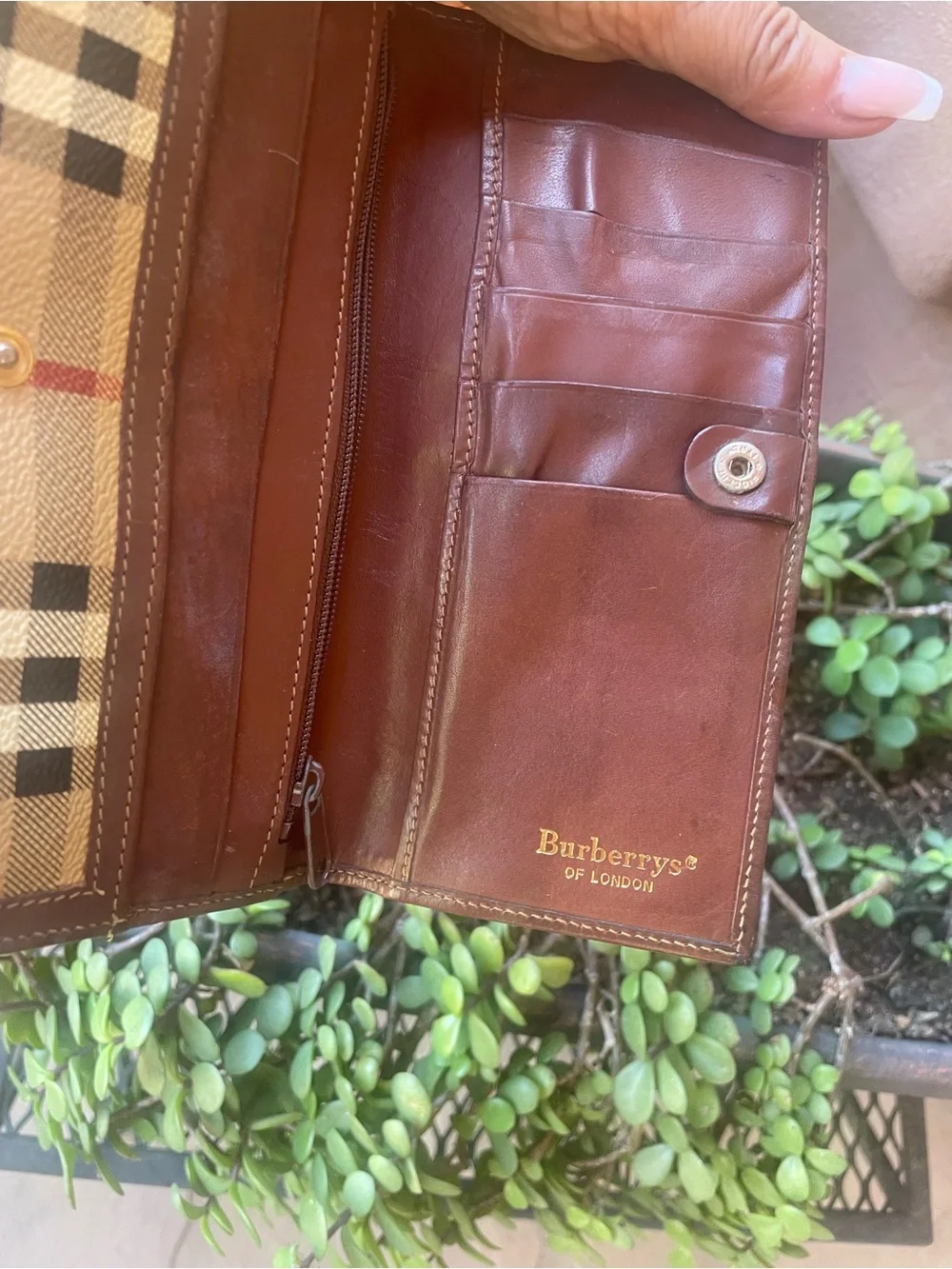Burberry Beige Brown Check Floral Trim Continental Wallet - Picture 9 of 15